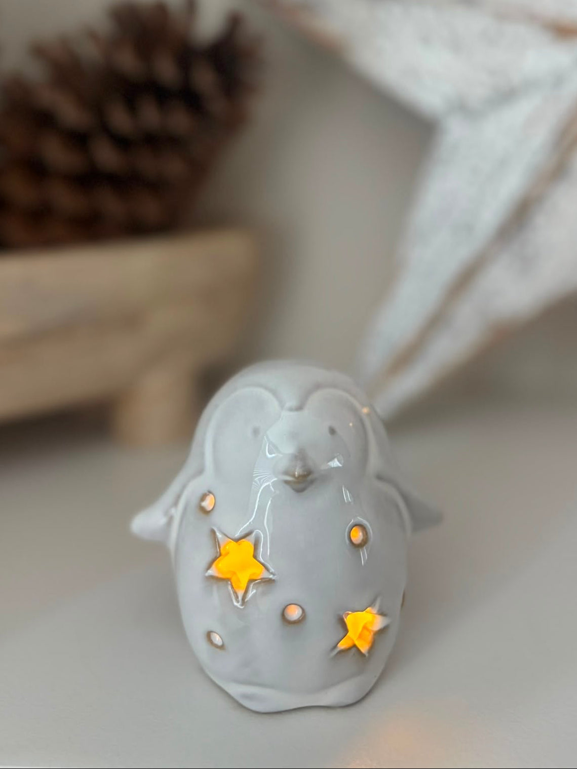 Ceramic LED light up penguin